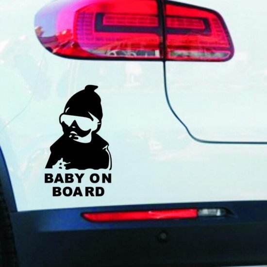 Auto sticker | Baby on board | 14x9cm | zwart
