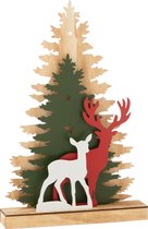 J-Line décoration Hiver Renne Arbres - bois - mix - LED