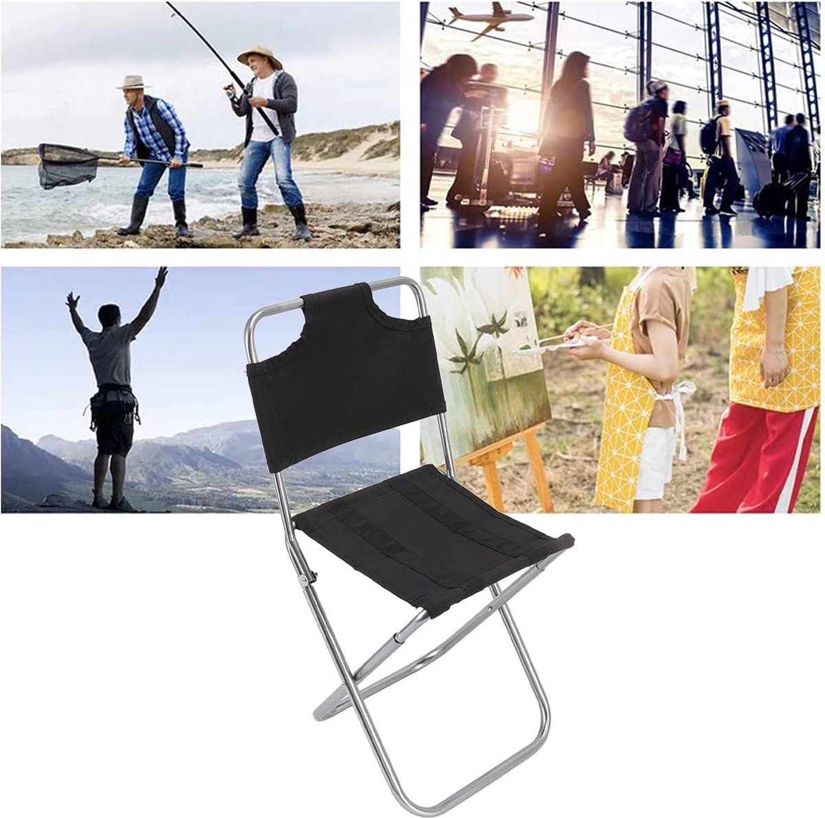 Campingstoel, Klapstoel, Draagvermogen 150 Kg, Visstoel Met Hoge Rugleuning Voor Volwassenen Klapstoel Met Bekerhouder Rugleuning Van Mesh Draagtas Voor Buitenactiviteiten Vissen Lichtblauw P 010936473702