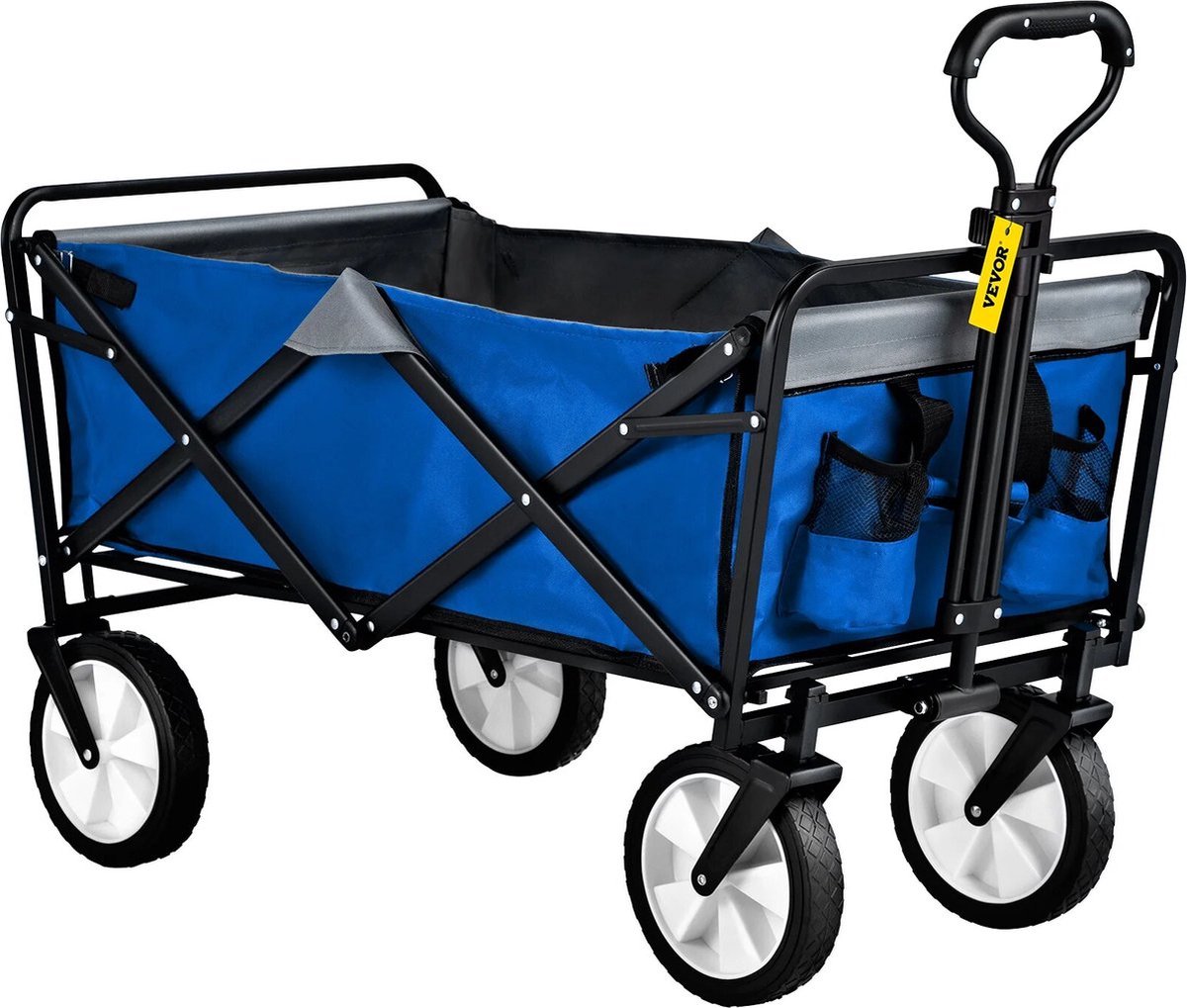Bolderkar - Vouwwagen - Winkelwagen - Opvouwbare bolderkar - Camping Wagen - 80KG Laadvermogen - Blauw/Grijs