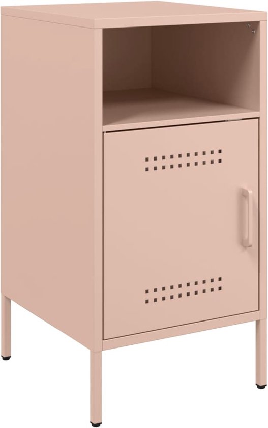 vidaXL Nachtkastjes 2 st 36x39x68 cm staal roze