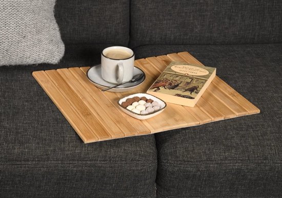 Heimelig Sofa-dienblad | Antislip bankdienblad van duurzaam bamboe | Flexibele Butler-bank voor armleuningen met geïntegreerd antislipkussen | Modern dienblad