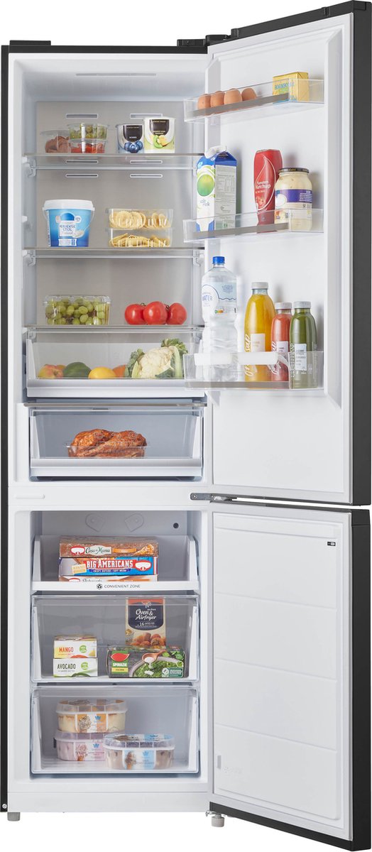 Inventum KV2010B No Frost energiezuinige koel-vriescombinatie - 201 cm hoog - 378 liter - Zeer stil: 29 dB - Superkoelen - Supervriezen - Vershoudlade - Energielabel A - Vrijstaand - Zwart — afbeelding 4