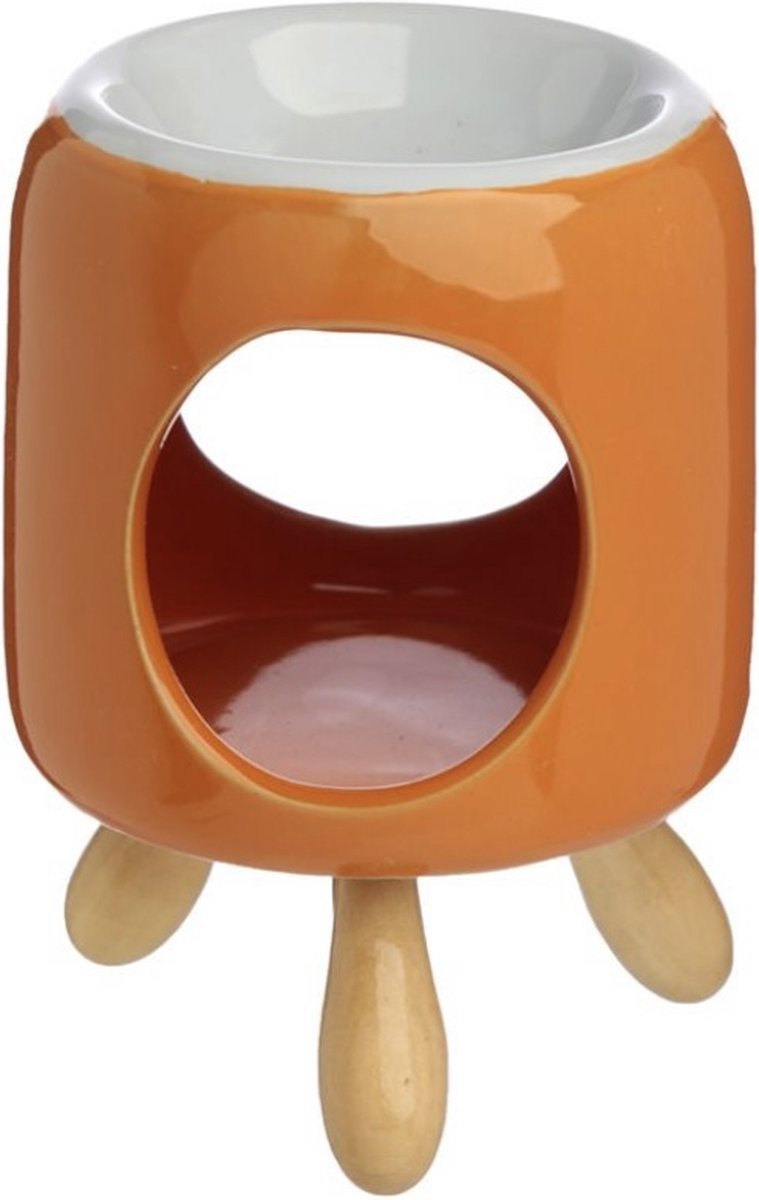 Goedkoopste Wax brander - Waxmelts brander keramiek met voet oranje