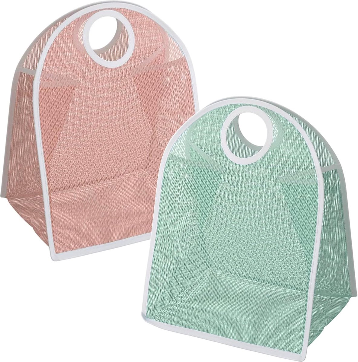 Wasmand, opvouwbare nylon waszak, vuile kledingmand, draagbare wasmand (2 stuks)