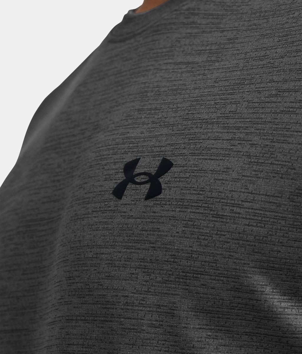 Under Armour UA Tech Vent SS-GRY Heren Sportshirt - Castlerock - Zwart