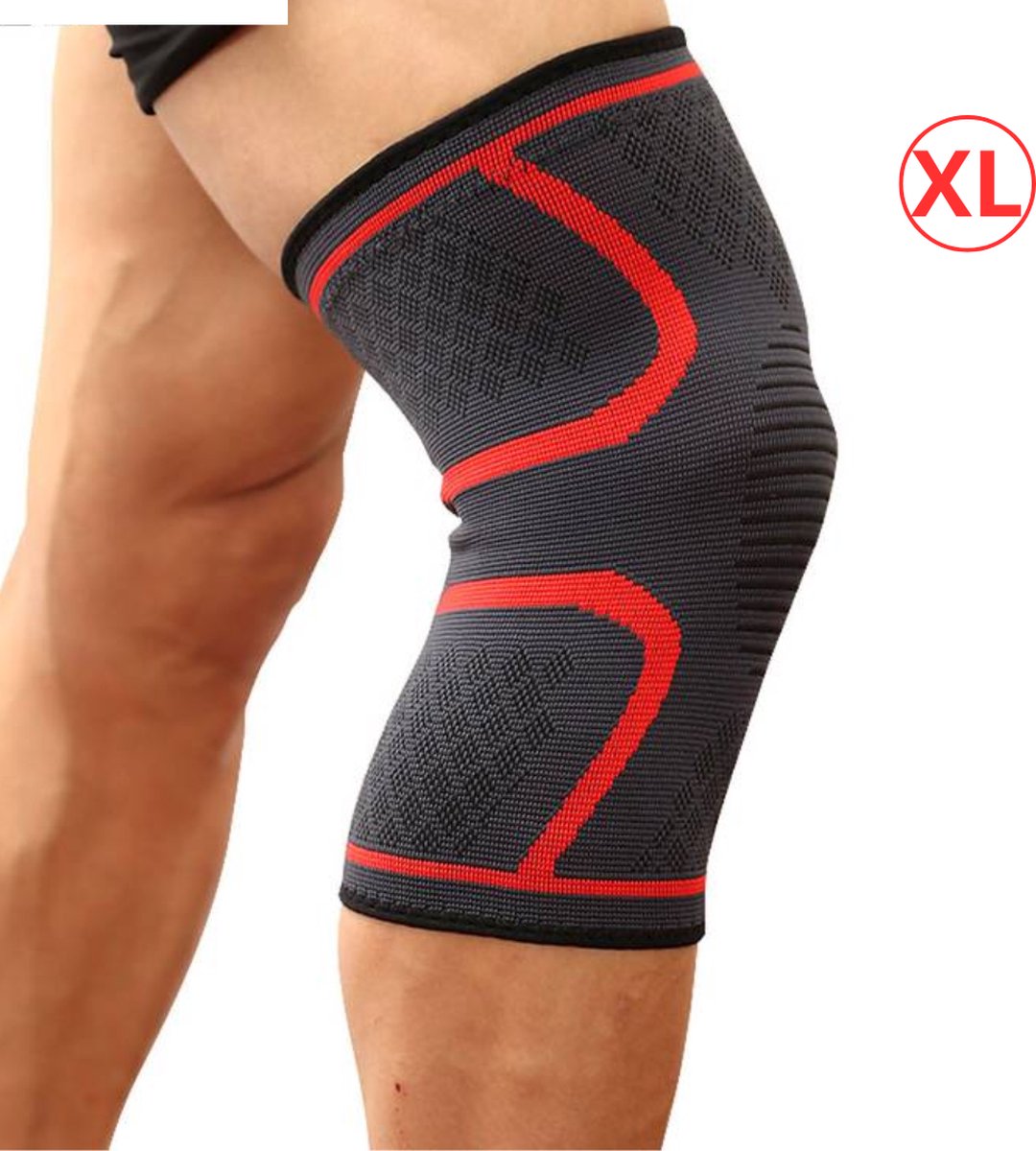 Nivard Sportbrace Knie - Kniebrace - Knee Sleeves Powerlifting - Knee Support - Compressie Knie Brace - Knee Wraps - Dames - Heren - Rood - Maat XL
