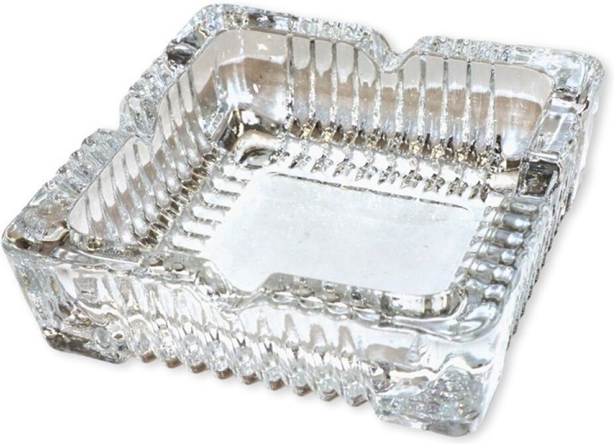 Goedkoopste Concorde Vierkante glazen transparante asbak - 10 x 10 x 4 cm - binnen/buiten