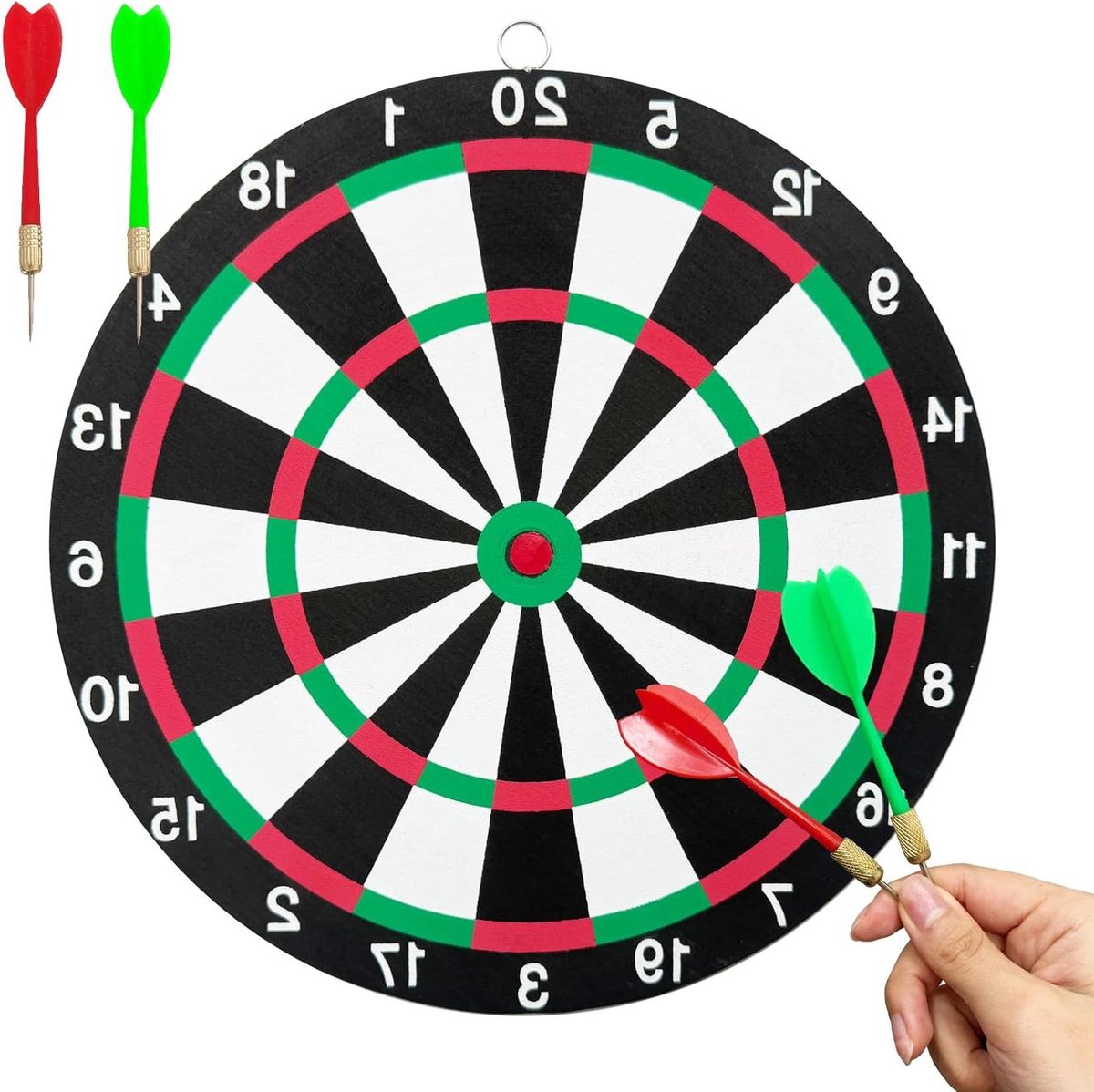Kurken dartbord met 4 dartpijlen - Metalen punt en cijferring - Professionele dartset met muurbeugel - 305 cm Dartbord