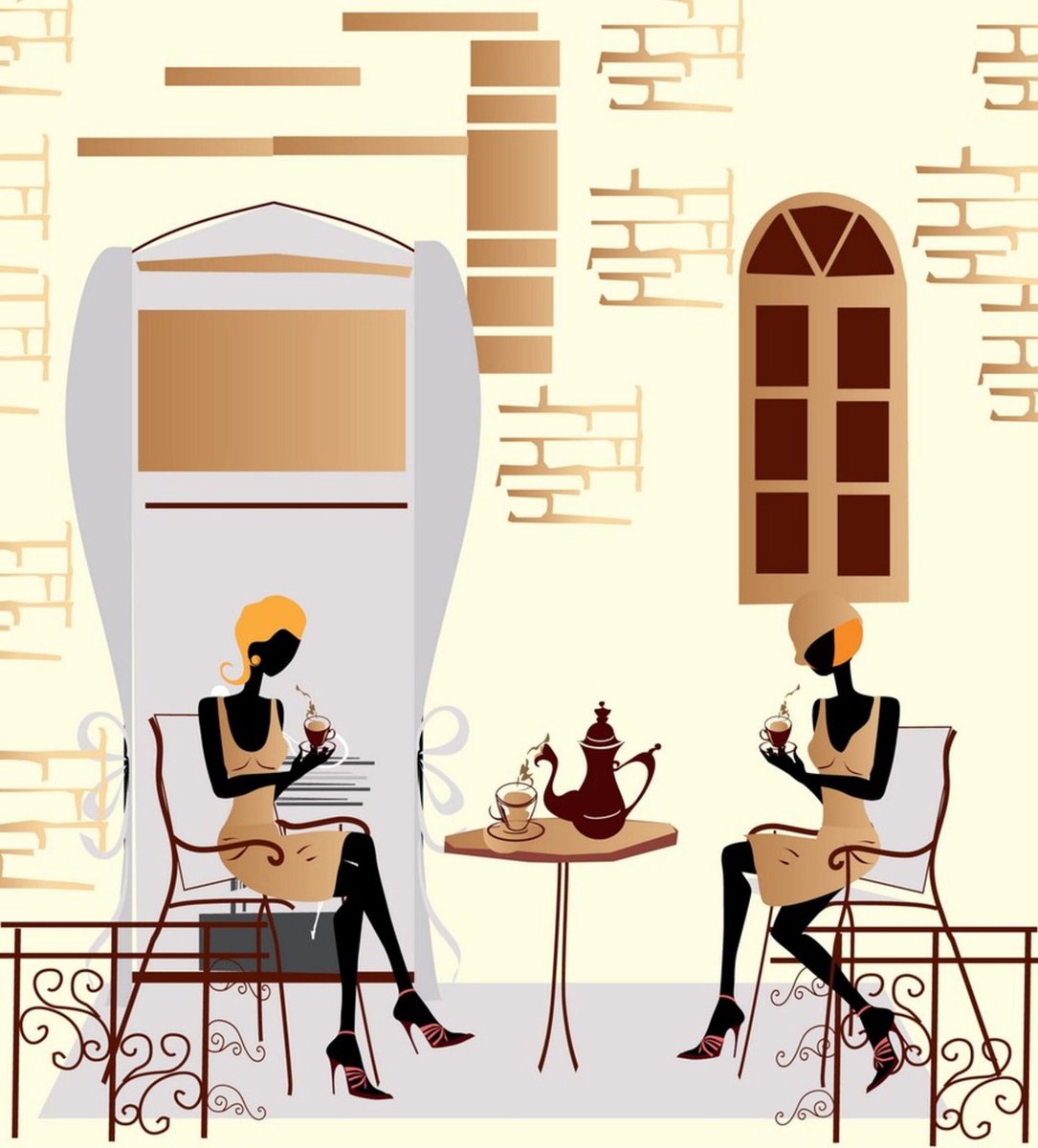 Fotobehang - Street Cafe 225x250cm - Vliesbehang
