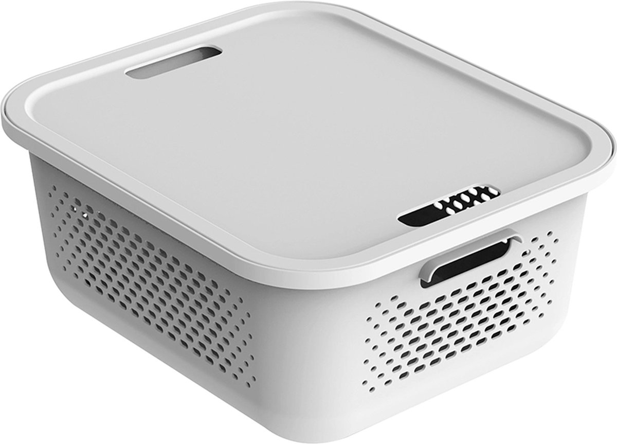 Ezystorage Witte kunststof mand - 13.9 liter - 38 x 32.5 x 15.5 cm - Deksels apart bestelbaar