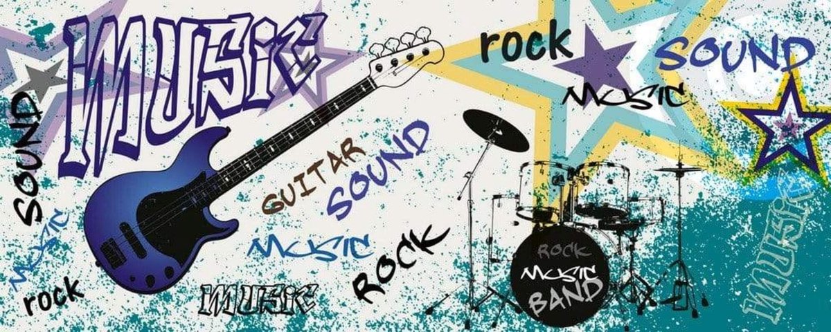 Fotobehang - Blue Guitar 375x150cm - Vliesbehang
