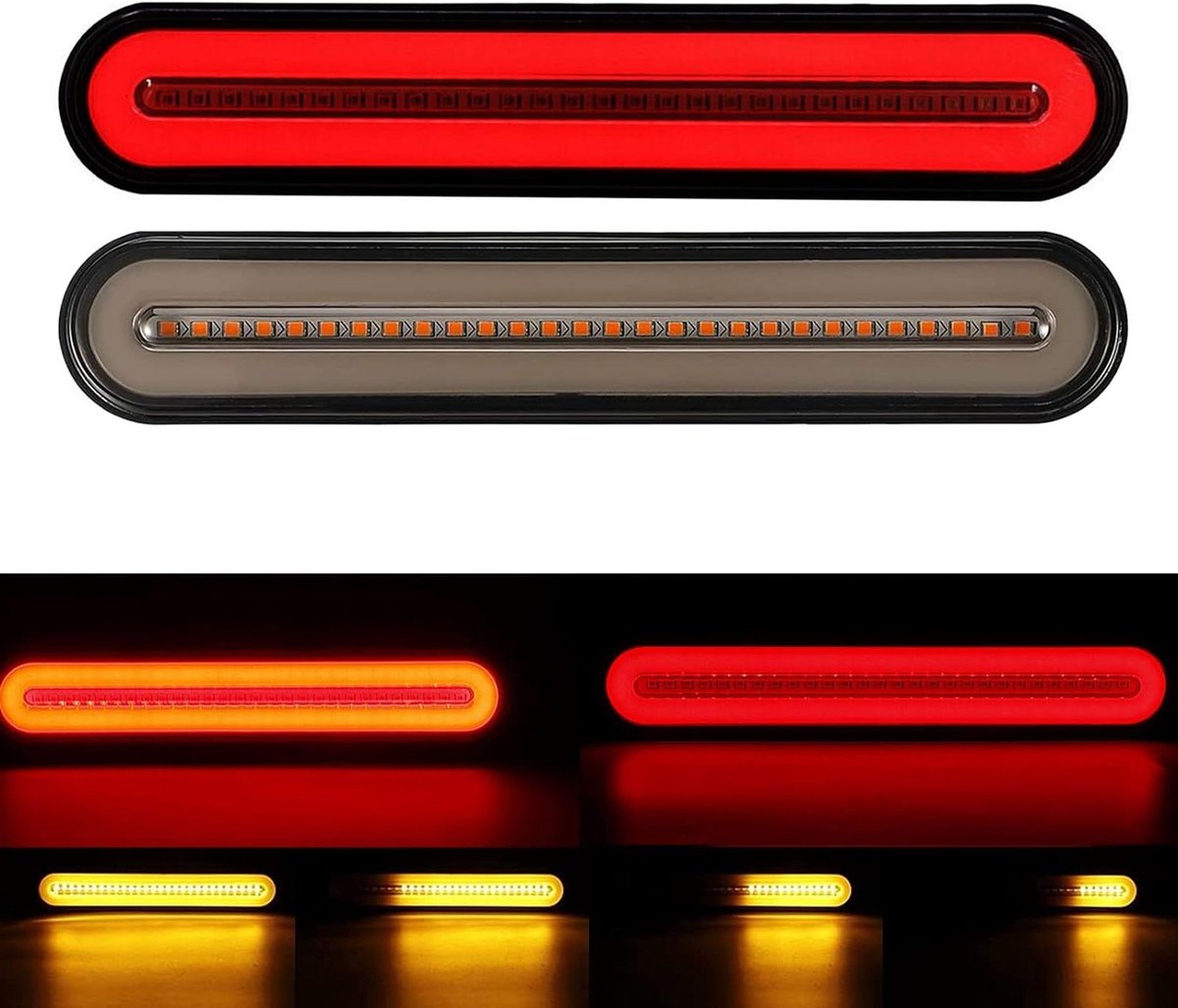 JiuXiu 5,1 cm rond achterlicht met 7 leds vrachtwagen achterlicht met rubberen ring, geschikt voor 12 V auto, vrachtwagen, bestelwagen, bus, aanhanger ( amber