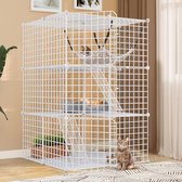 Indoor Kattenverblijf 3-laags Doe-Het-Zelf Kattenbox - Hangmat - Kattenhok voor Katten
