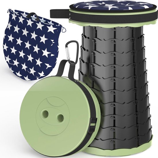 LOCYOP Telescopische Camping Kruk Draagbare Vouwkruk Lichtgewicht voor Outdoor Vissen Wandelen BBQ Indoor met Kussen & Karabijnhaak Max Belasting 440LB (Rood