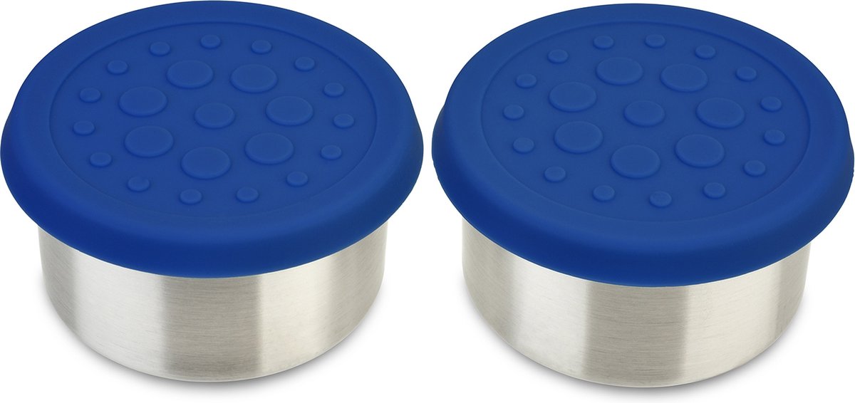 LunchBots - Dips 140ml - RVS Dip Containers met Siliconen Deksel (set van 2) - Blauw