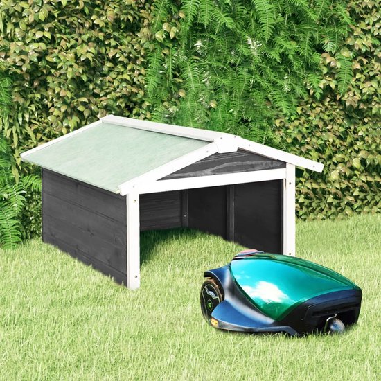 vidaXL - Overkapping - voor - grasmaaier - 72x87x50 - cm - vurenhout - grijs - en - wit van VidaXL — afbeelding 2