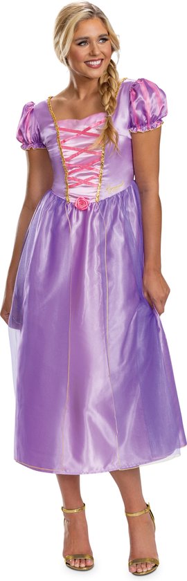 DISNEY Prinses - TANGLED, Rapunzel jurk Basic Plus, Maat S (4-6), Volwassenen