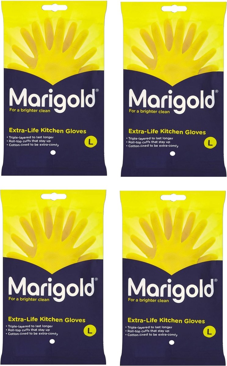 Marigold Huishandschoen - Extra Life- Geel -Maat L- 4 x 1 stuks Voordeelverpakking!