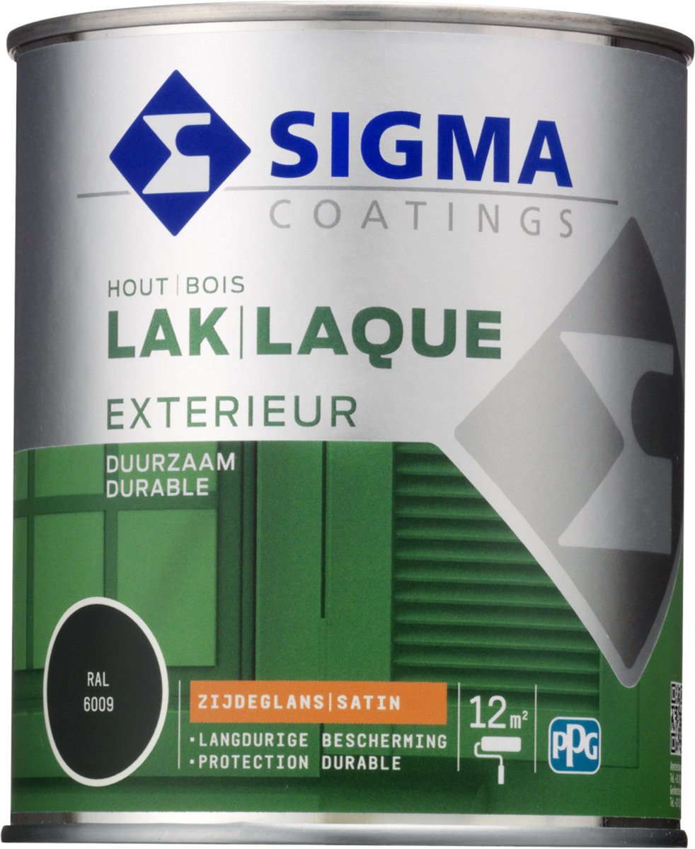 Sigma Houtlak Exterieur Zijdeglans - Glansbehoud - Droog na 1,5 uur - RAL 6009 - Groen - 0.75L