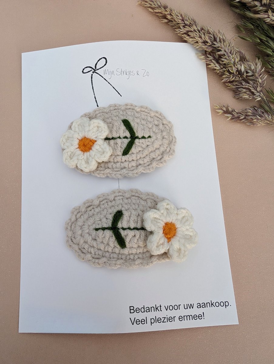 Haarclip Gehaakte haarspelden Madelief set handgemaakt. Specials