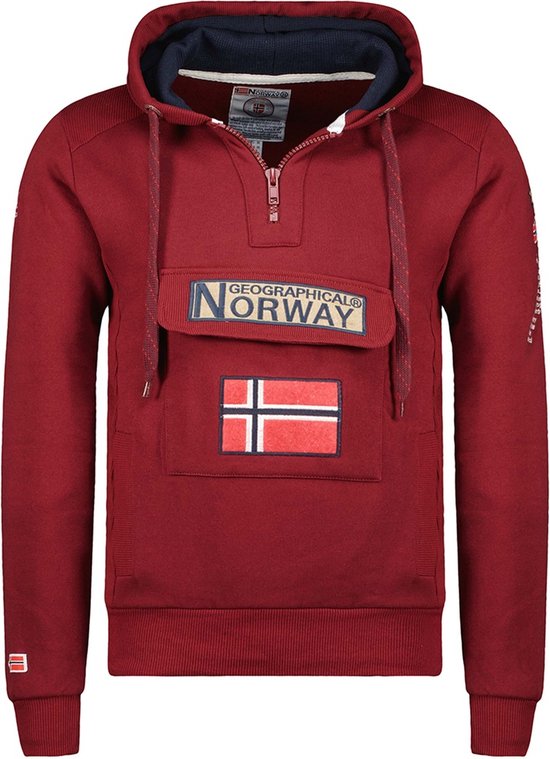 Geographical Norway Heren Rits-Hoodie met 2 zakken en logopatches grijs
