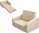 Buxibo Kinderfatueile - 2 in 1 Kinderstoel - Slaapbank en logeerbed in één - Uitklapbare Kindermeubel - Kinderzetel - 105x58x26cm - Creme