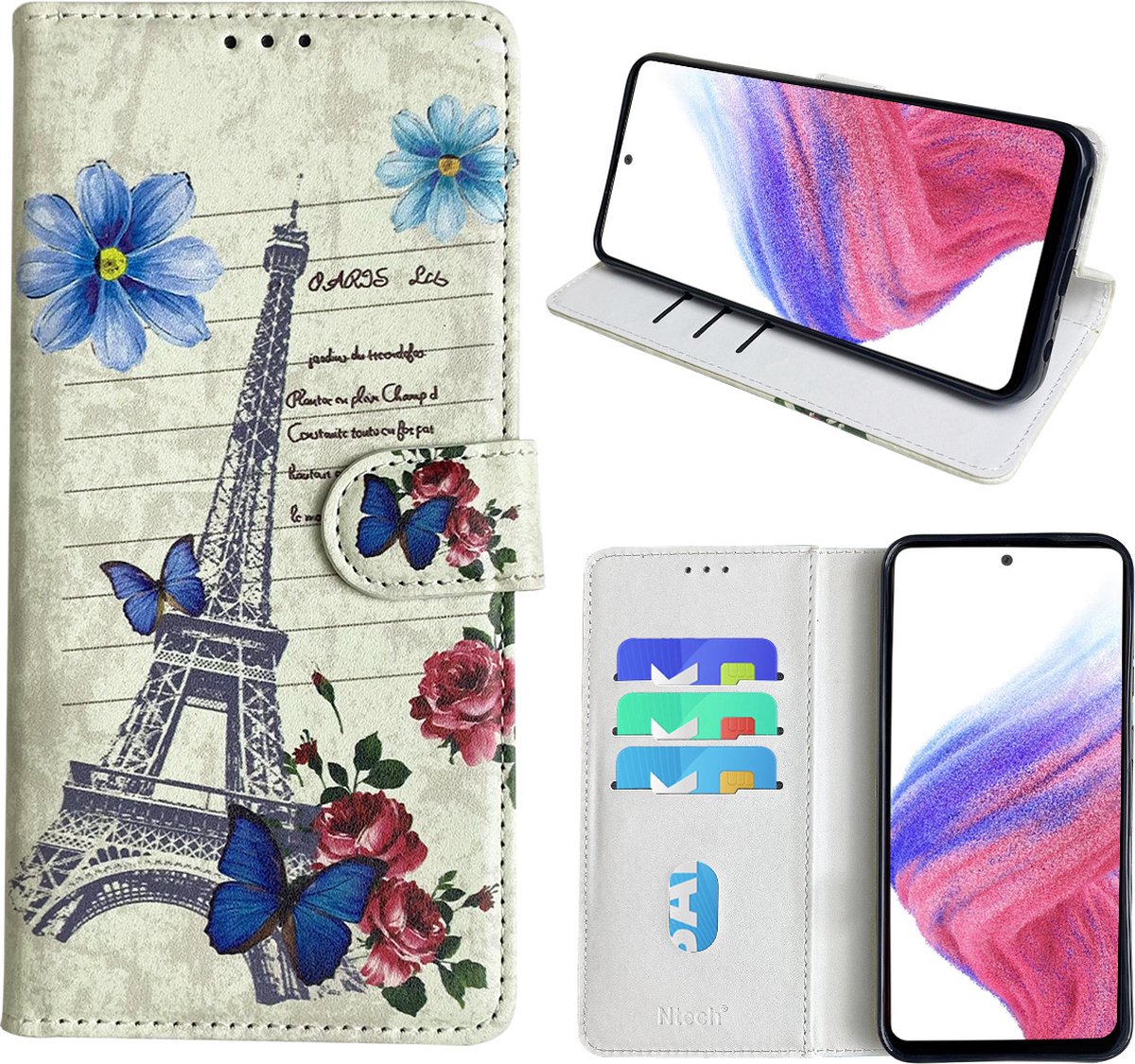 Hoesje geschikt voor Samsung Galaxy A53 Bookcase met Eiffel Toren /Parijs