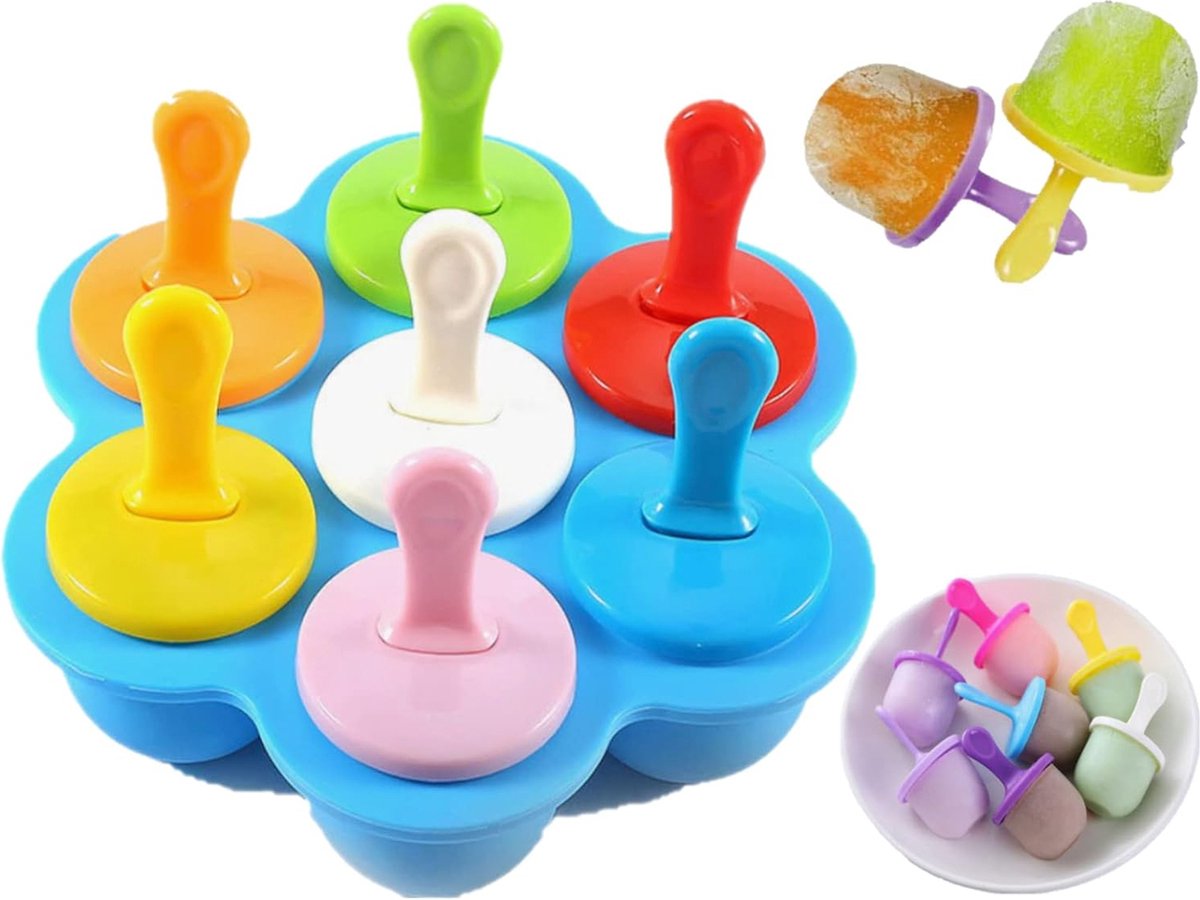 Ijsvormpjes Silicagel,DEHUB 4 Gaten IJslollyvorm Herbruikbaar Bpa-Vrij Ice lolly mould Ijsvormen.(Groen Roze Rood