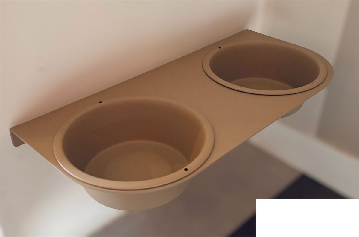 Stalen Hondenvoer/drinkbak dubbel voerbak drinkbak Hond beige/room