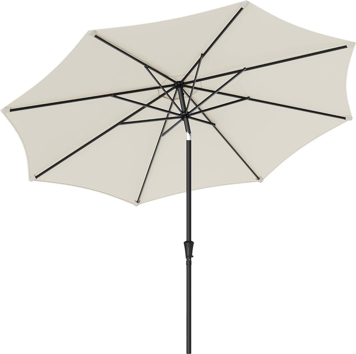 SONGMICS Parasol 340 cm, UPF 50+, strandscherm, aan beide zijden 30° knikbaar, zonwering, met zwengel voor openen/sluiten, voor terras, balkon, zwembad, zonder standaard, beige