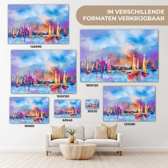 Toile - Peinture à l'huile - Bateaux - Water - Voile - 90x60 cm - Peintures sur toile - Habitat