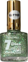 Leticia Well - Nagellak - Transparant met groen en multi gekleurde grote, kleine en mini glitters - 1 flesje met 13 ml inhoud - Nummer 329