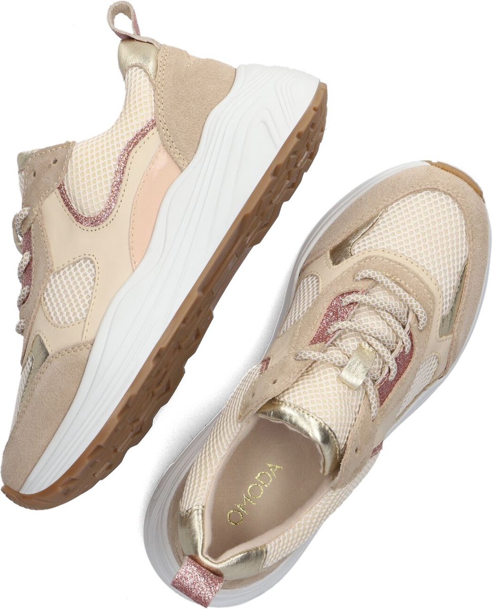 Omoda Triangle Lage sneakers Leren Sneaker Dames Beige Maat 42