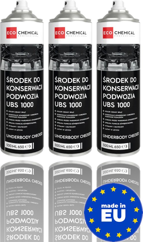 Bitumen Undercoating Auto Spuit - 3 x 500ml - MADE in EU - Anti Roest - Steenslag Autobodem Coating - Chassis Roestbescherming - Corrosiebescherming