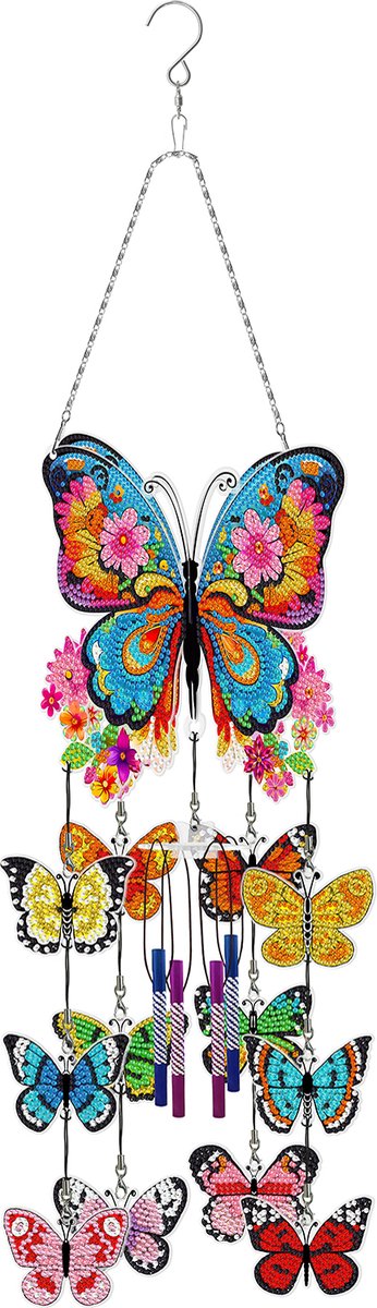 Adorzy Diamond Painting Windgong – Raamhanger - Diamond Painting Volwassenen – Diamond Painting Kinderen – Raamhanger Vlinder