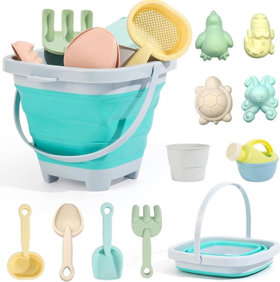 Ensemble Jouets De Plage - Seau Pliable + 3 Pelles + Sac Filet - Pour Enfants, été Et Sable