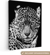 Toile - Animaux - Léopard - Zwart - Wit - Salon - Toile - 30x40 cm - Peintures sur toile - Décoration murale