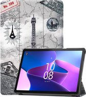 iMoshion Tablet Hoes Geschikt voor Lenovo Tab M10 Plus (3rd gen) - iMoshion Design Trifold Bookcase - Grijs /Parijs