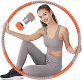 Hoelahoep - Fitness - hoelahoep met gewicht - verstelbaar 1.2kg tot 3.2kg - hula hoop fitness - oranje/grijs - Cadeau