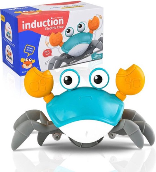 Lopende Krab - Walking Crab - Bewegend Speelgoed - Baby - Peuter - Toy - Motoriek Speelgoed - Fijne Motoriek - Hondenspeelgoed - Hondenspeeltjes - Montessori Speelgoed - Crawling Crab - Bekend van TikTok - Tummy Time - Met lichtjes en muziek