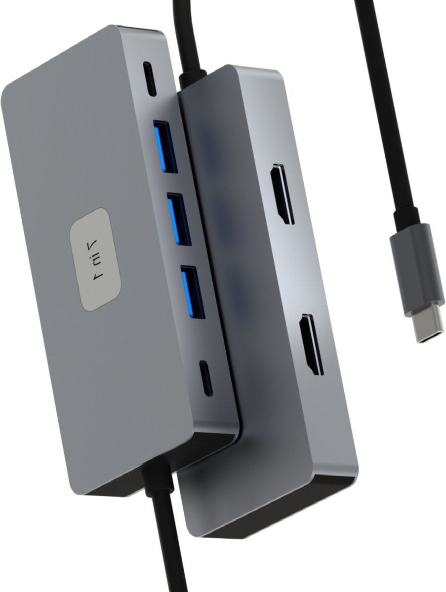 Rolio USB C Hub - Dual Monitor - 2x HDMI 4K - 2x USB-C - 3x USB 3.0 - Geschikt voor Macbook Pro / Air / Windows / Universeel op Prijzenvolger.com