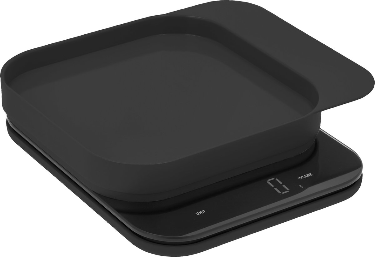 Rosti Mensura Keukenweegschaal Zwart - LED display - materiaal ABS - 300 ml inhoud - 5 jaar garantie - werkt op AAA-batterijen - vaatwasserbestendig