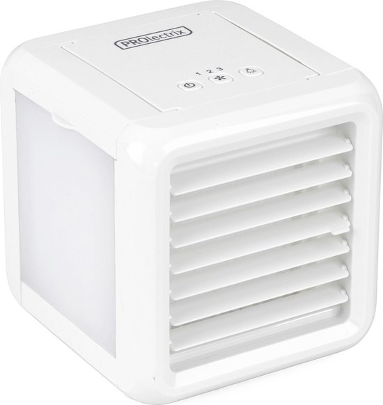 Draagbare luchtkoeler Prolectrix Ice Cube+ 7W, 3 snelheden, 600 ml water, LED verlichting, stil, compact