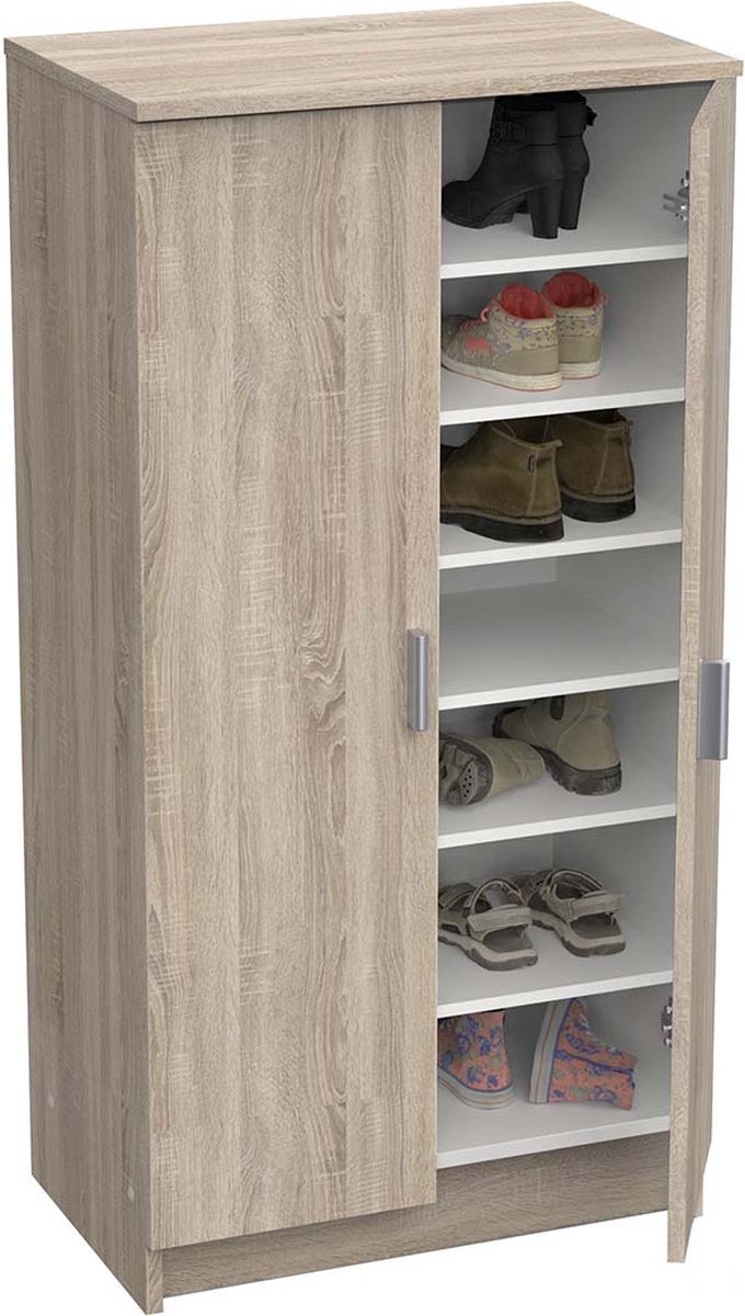Schoenenkast Shoes 108 cm hoog geborsteld eiken
