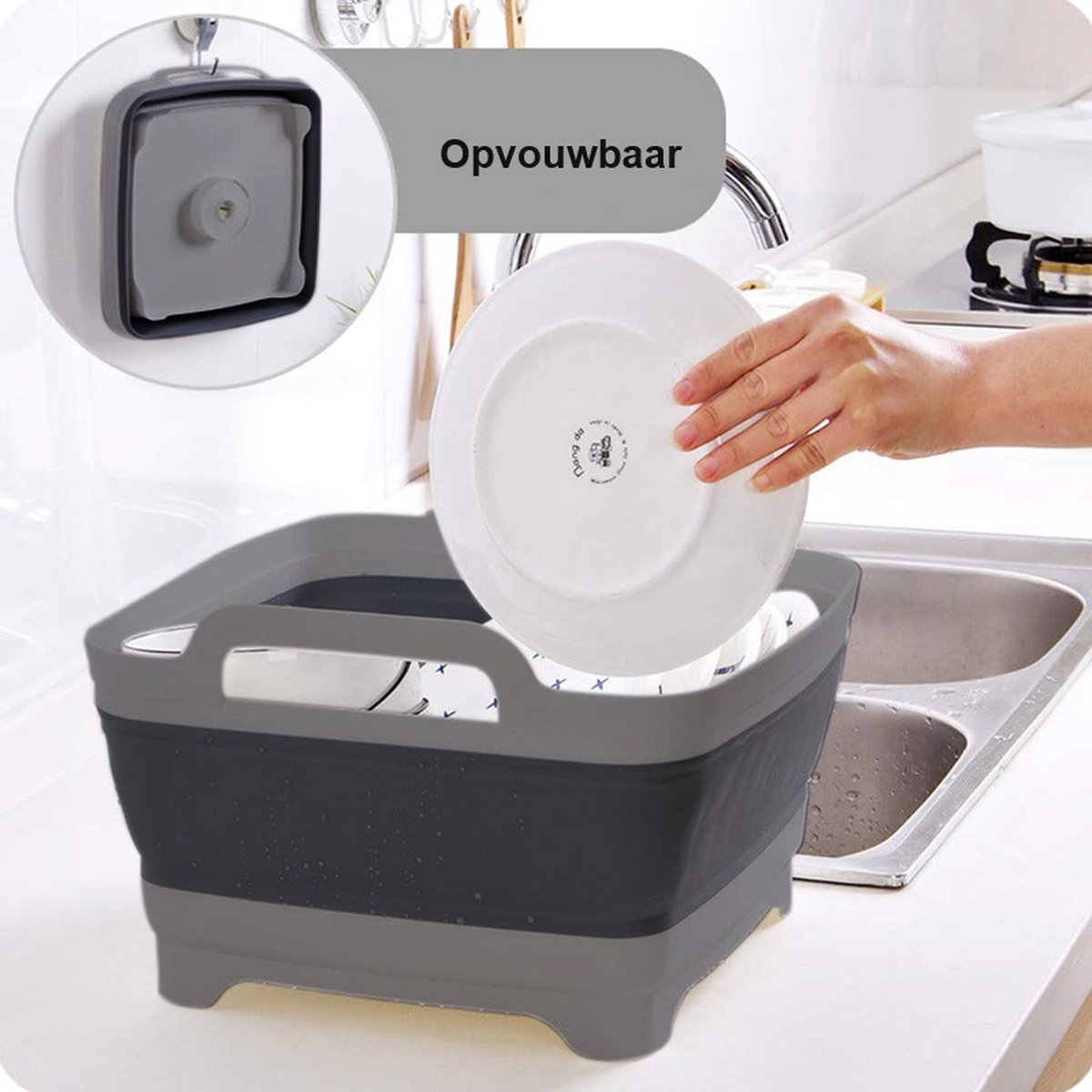 Goedkoopste Opvouwbare camping afwasbak - met waterafvoer / afwasteil / wasbak / emmer / outdoor / camping / keukenbenodigdheden