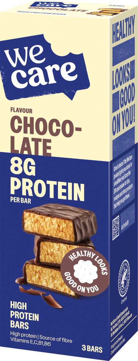 WeCare - High Protein Bars - Chocolade - 6 x 81 gr — afbeelding 2