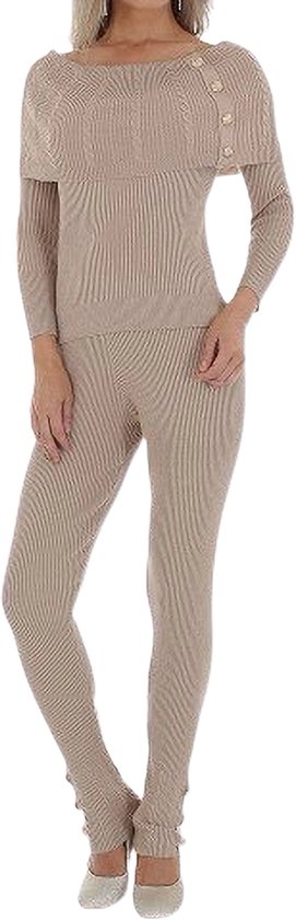 Dilena fashion 2 delig set dames overslag shoulder beige