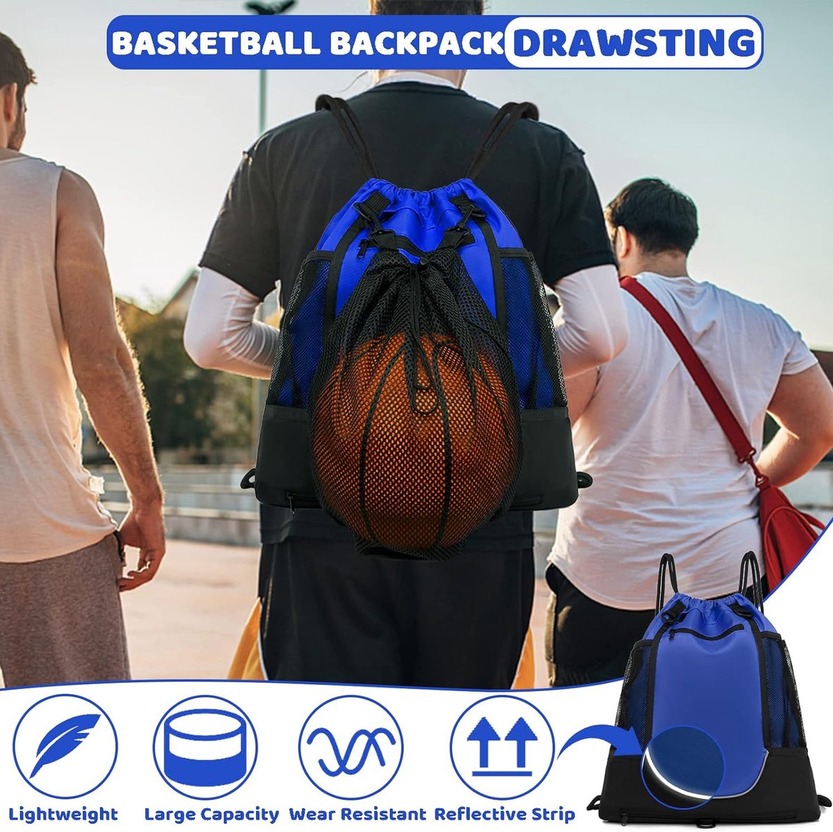 STAY GENT Drawstring Sac à Dos De Basketball Sac De Foot Pour Garçons & Filles, Jaune Filet Allon Foldable Football Volleyball Sacs De Sport Avec Sac En Filet Détachable Pour Gym Base-ball