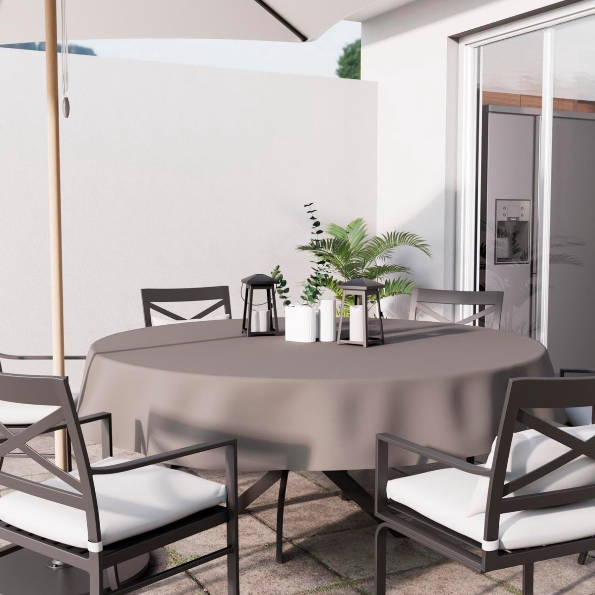 Rond Tafelkleed Mokka Polyester Bruin Diameter 180 cm